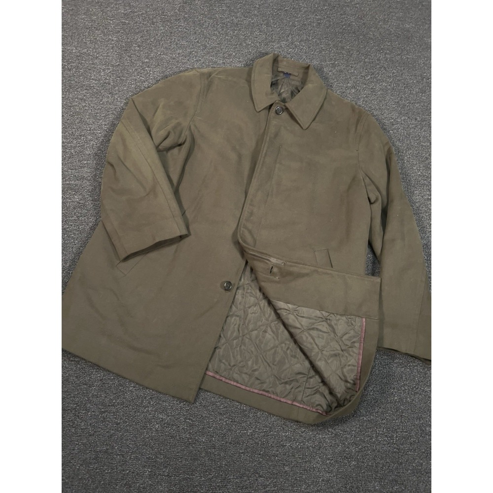 J. Crew Overcoat Men's Large Olive Brown Twill‎ Old Money Thinsulate Business